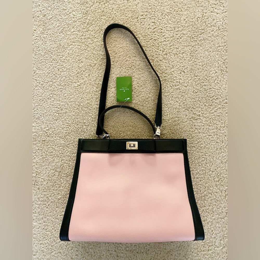 NWT Kate Spade Mayfair Drive Tullie Dusty Pink/Black Crossbody Satchel